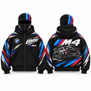 REVCLAD Apex M4 black racing hoodie, front and back concept views